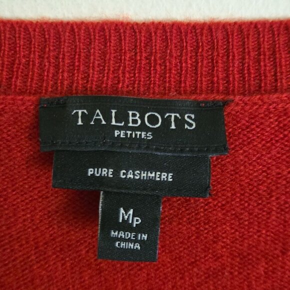 Talbots Red 100% Cashmere Crewneck Sweater Quiet Luxury Size Mp - Picture 4 of 5